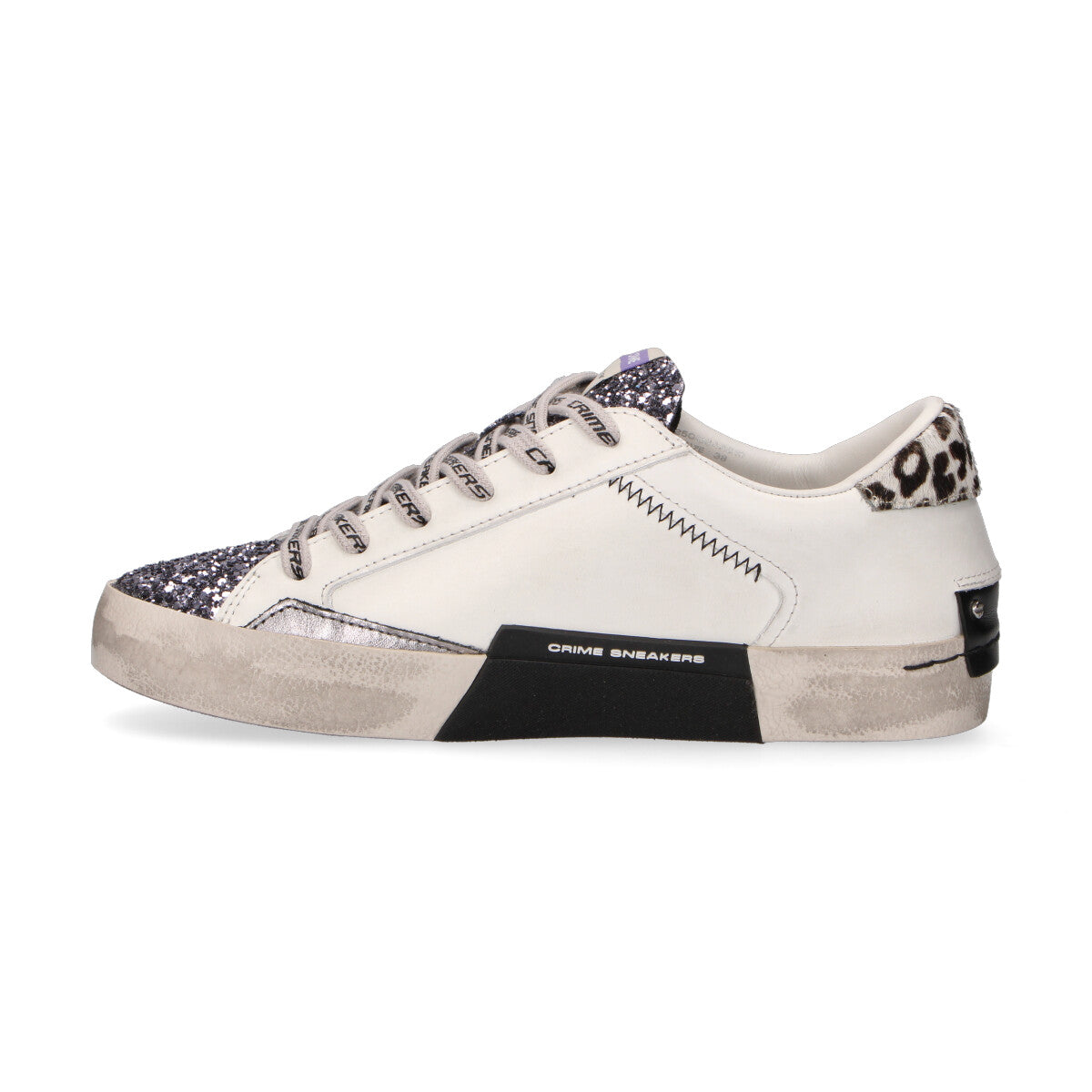 Crime London sneaker distressed bianca glitter