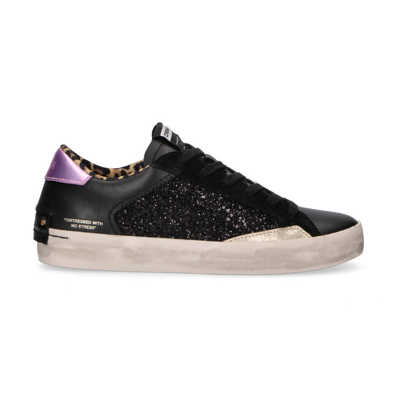 Crime London sneaker Distressed glitter nero