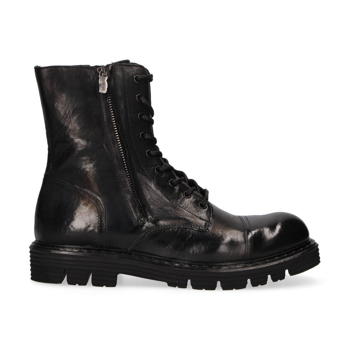 Ducanero anfibio con zip in pelle nera