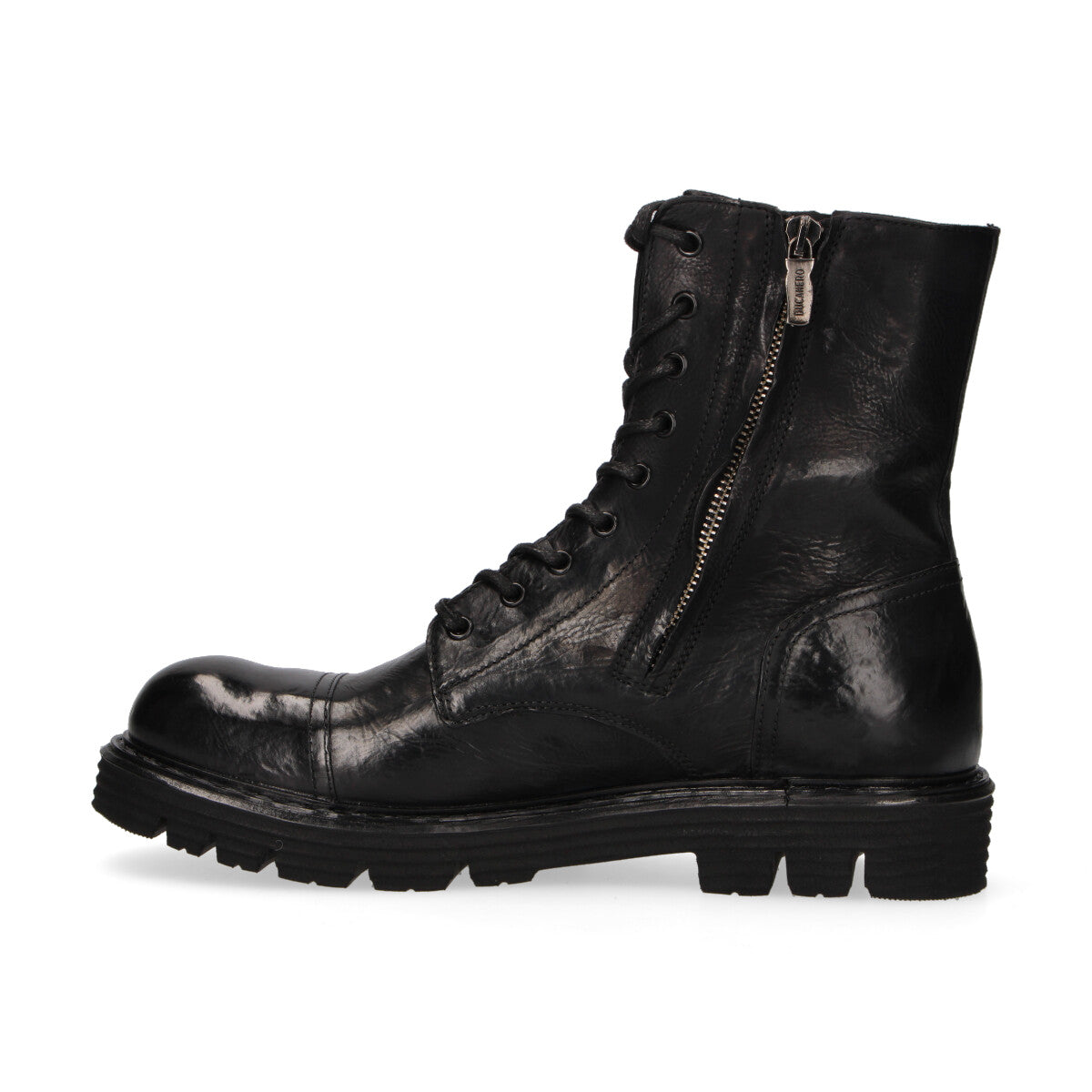 Ducanero anfibio con zip in pelle nera