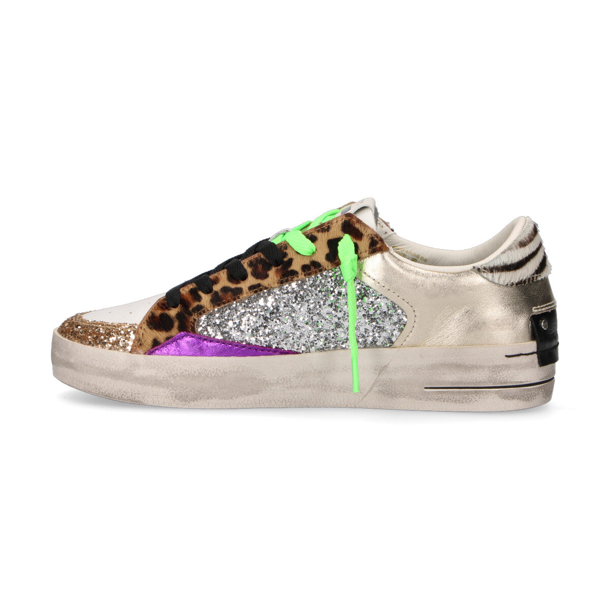 Crime London sneaker SK8 Deluxe animalier glitter