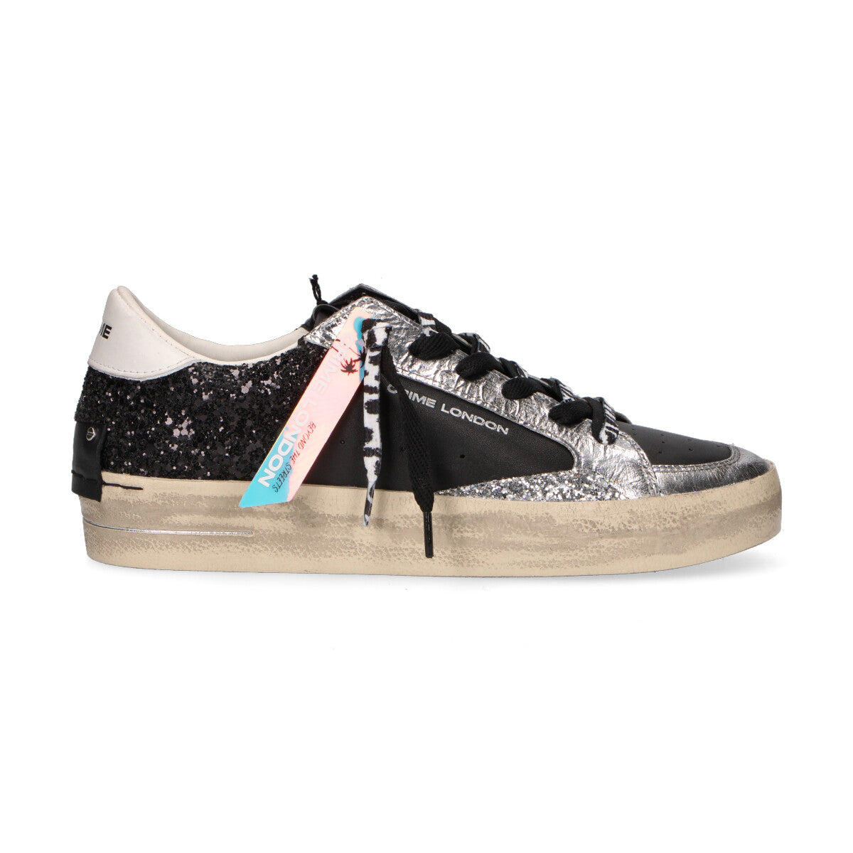 Crime London sneaker SK8 Deluxe nera glitter