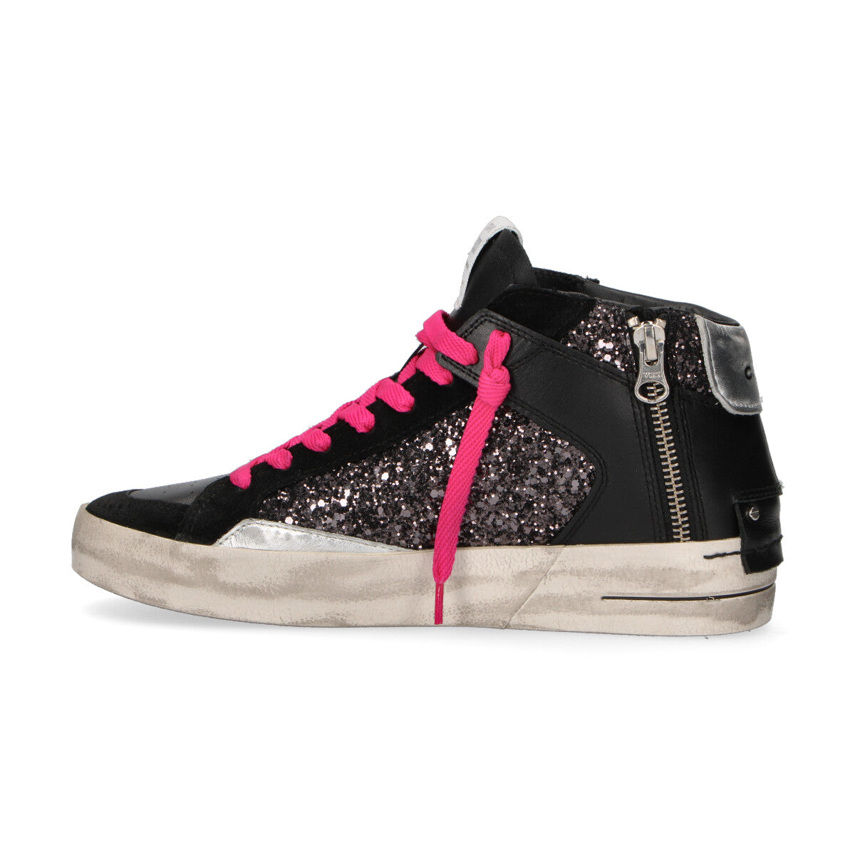 Crime London sneaker SK8 Deluxe Mid glitter nero