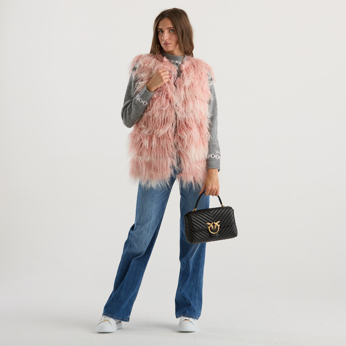 Blanche gilet in pelliccia rosa