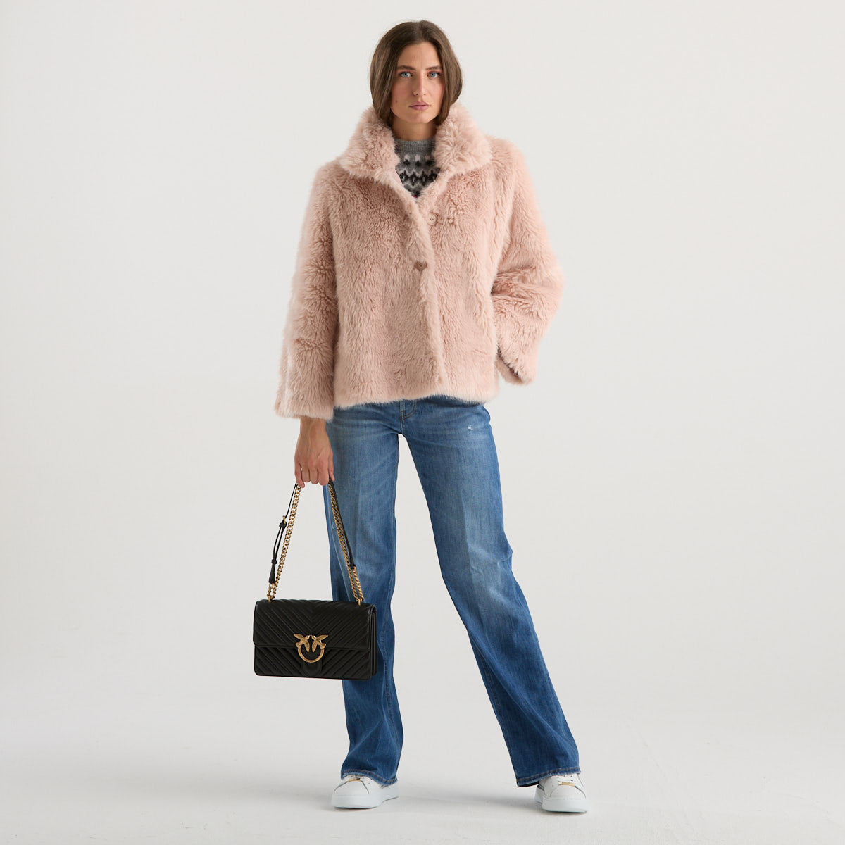 Blanche eco pelliccia corta reversibile rosa