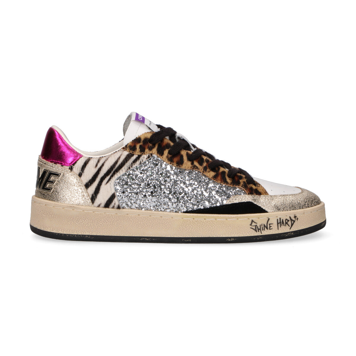 Crime London sneaker Chelsea glitter cavallino
