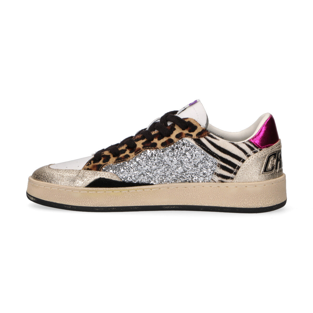 Crime London sneaker Chelsea glitter cavallino