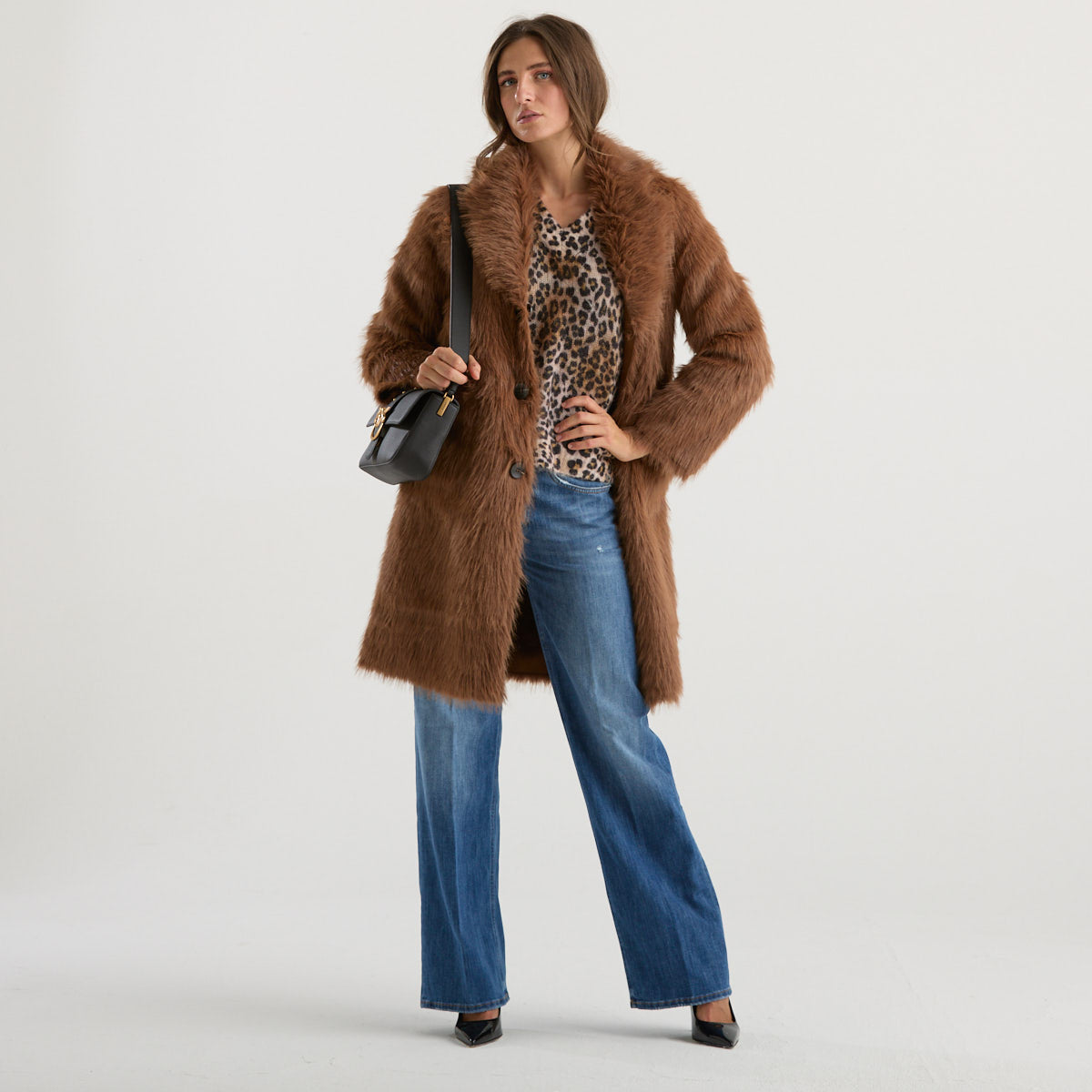 Blanche eco montone lungo reversibile marrone