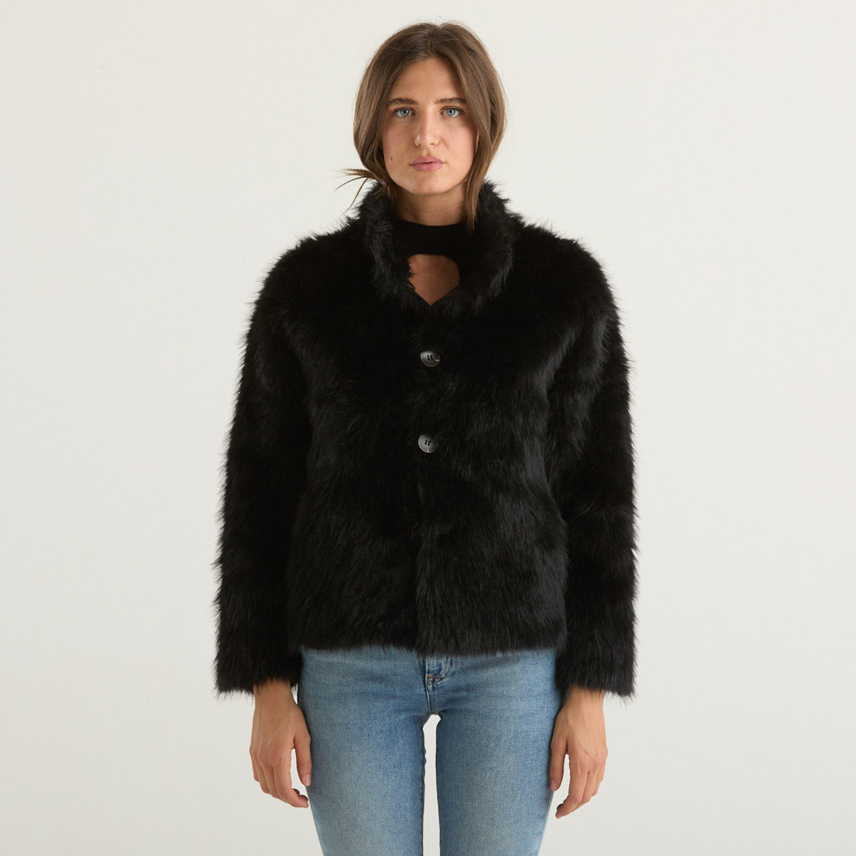 Blanche eco pelliccia corta reversibile nera