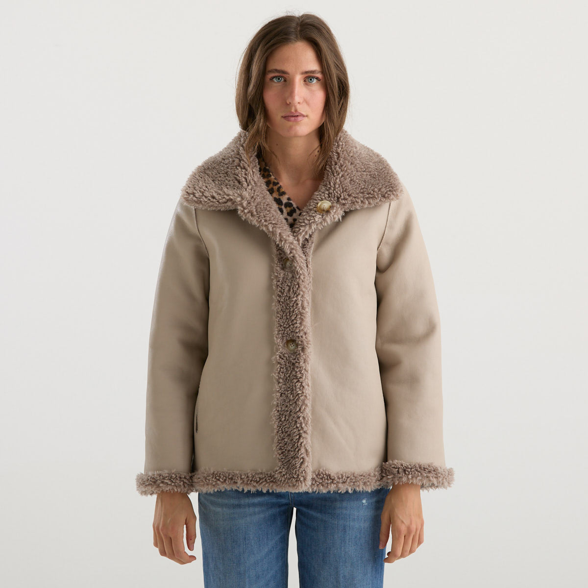 Blanche giacca teddy reversibile tortora