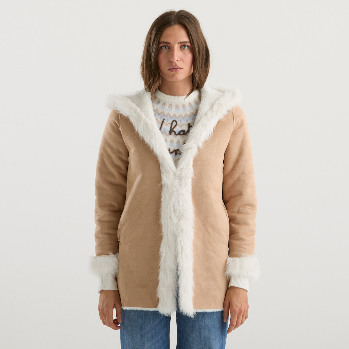 Blanche eco pelliccia reversibile bianca