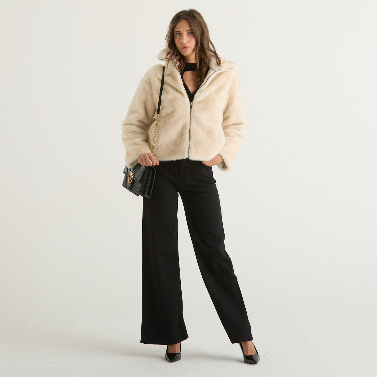 Blanche eco piumino corto reversibile beige