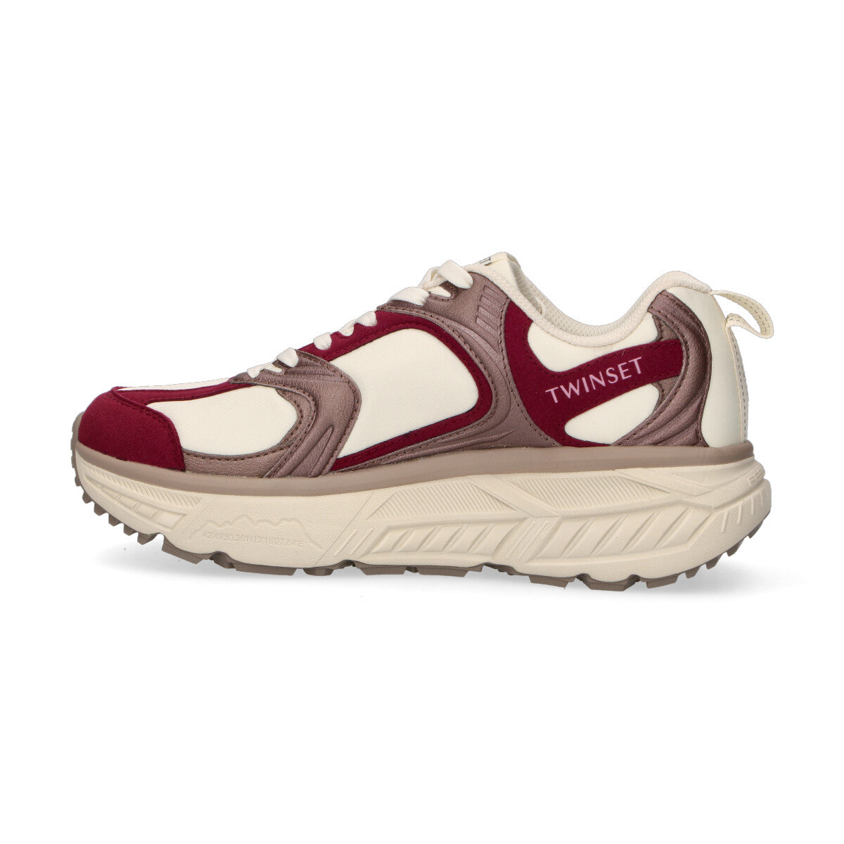 Twinset sneaker in nylon panna bordeaux