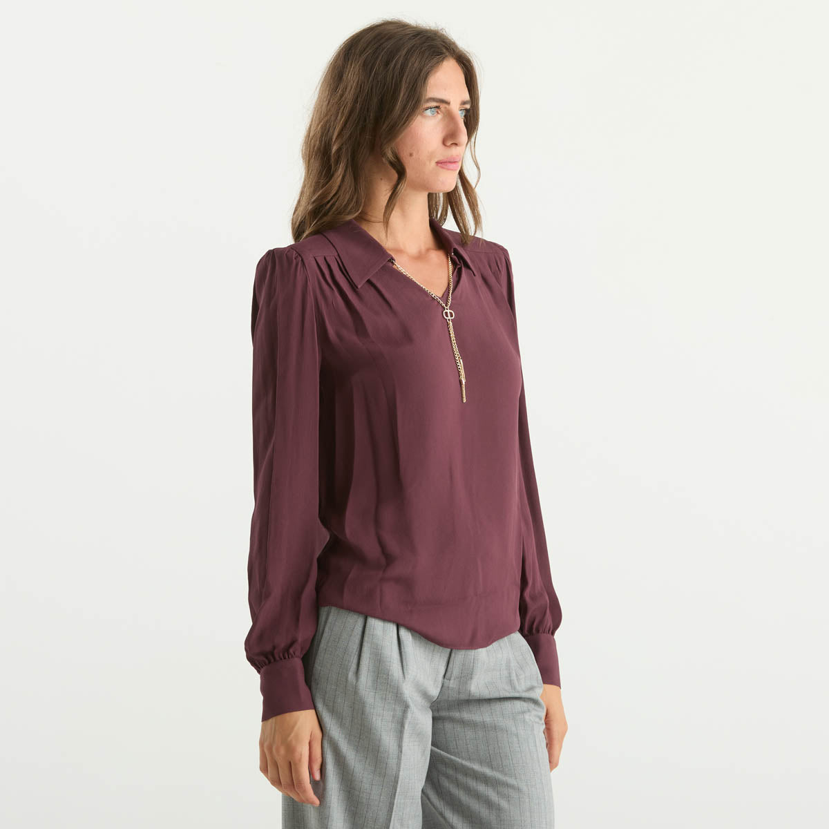 Twinset camicia in tessuto bordeaux