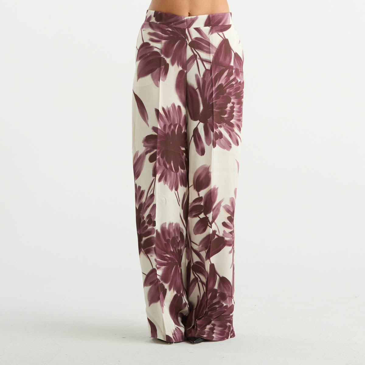 Twinset pantalone a palazzo in fantasia bordeaux