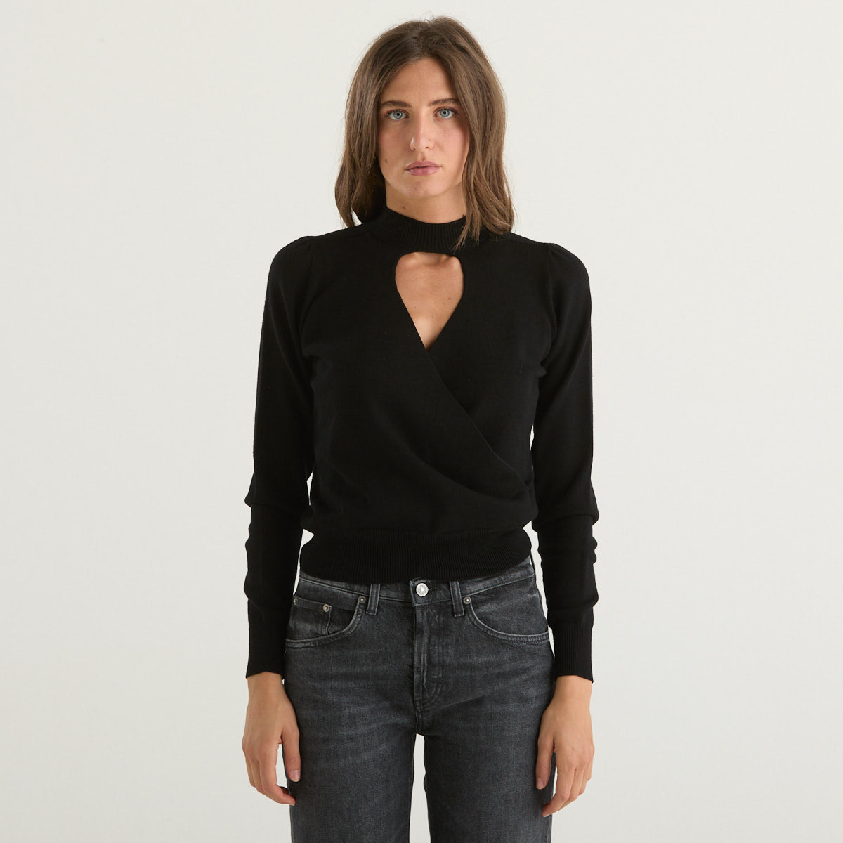 Twinset maglia incrociata davanti in tessuto nero