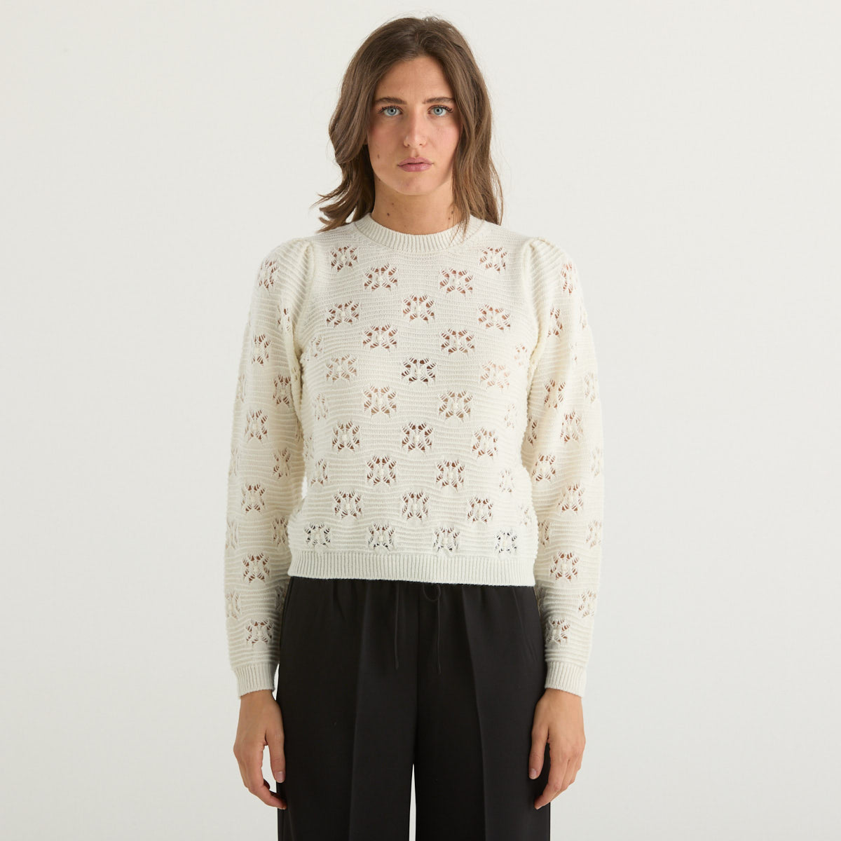 Twinset maglione traforato in tesssuto bianco