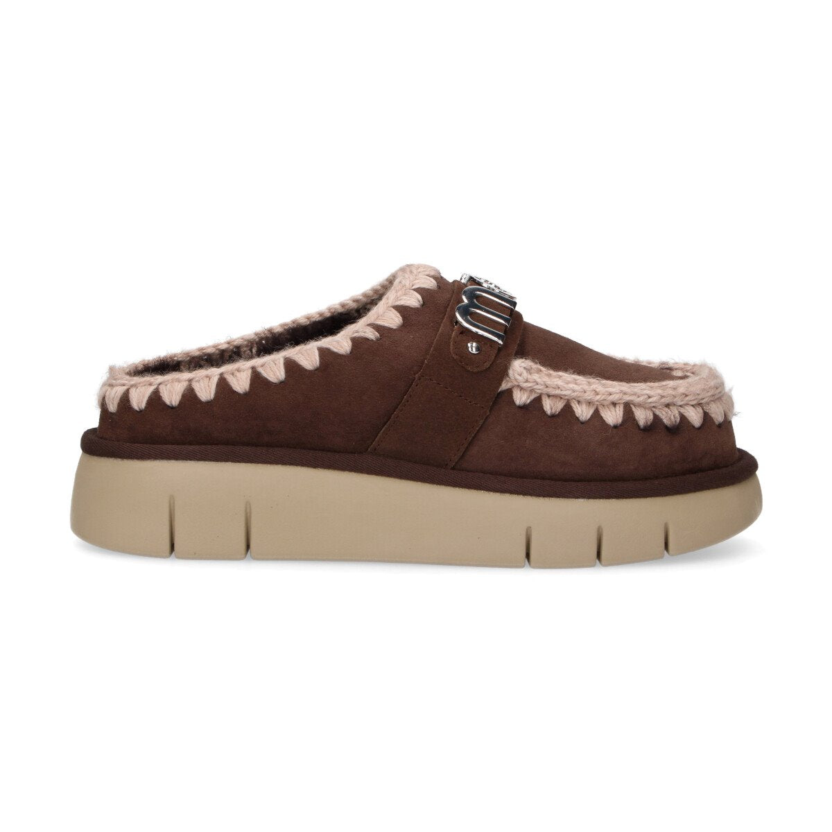Mou ciabatta Bounce clog metal logo testa di moro