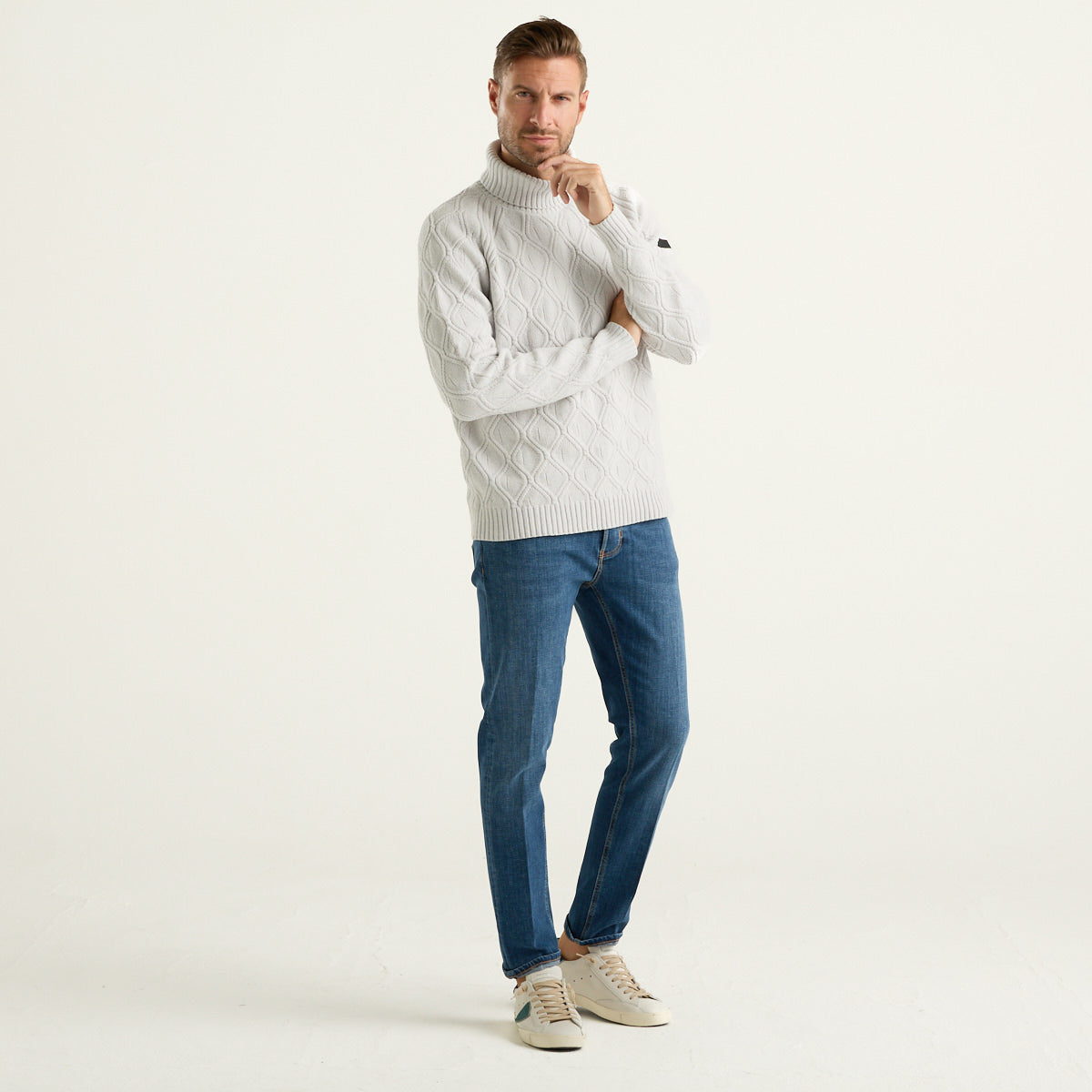 RRD Velvet Rhombus Dolcevita Uomo Bianco Ghiaccio
