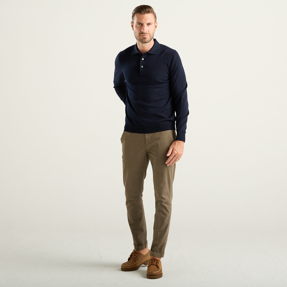 Gran Sasso polo in lana merinos extra fine blu
