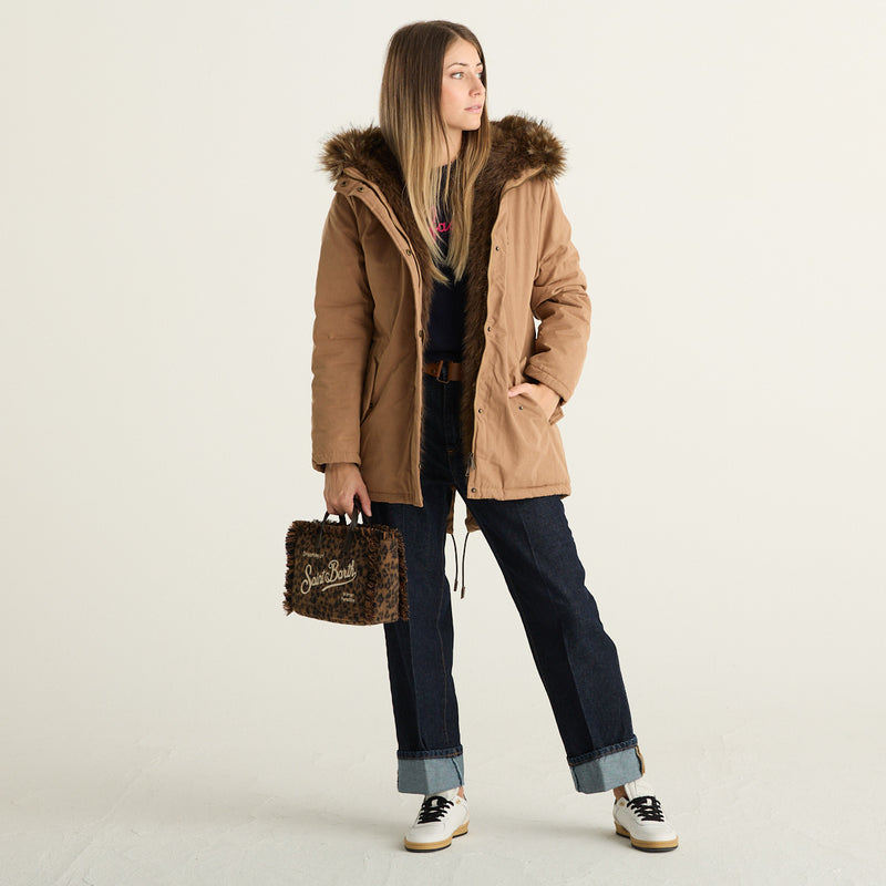 MC2 Saint Barth parka donna Brenna beige cerato con cappuccio