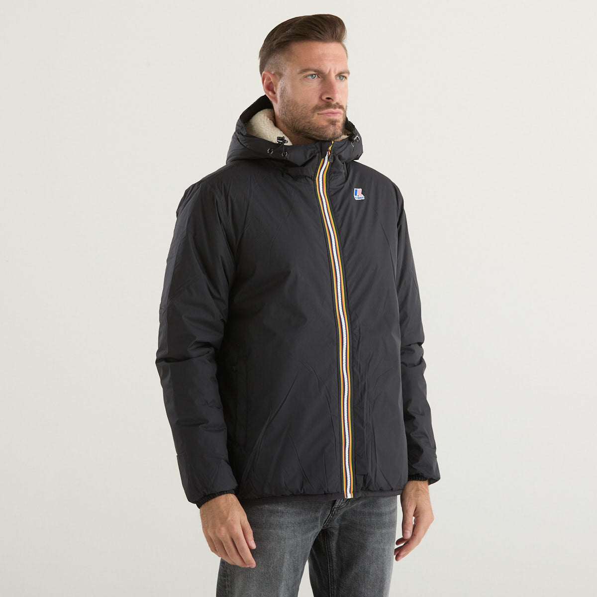 K-way giubbotto Claude con cappuccio nero