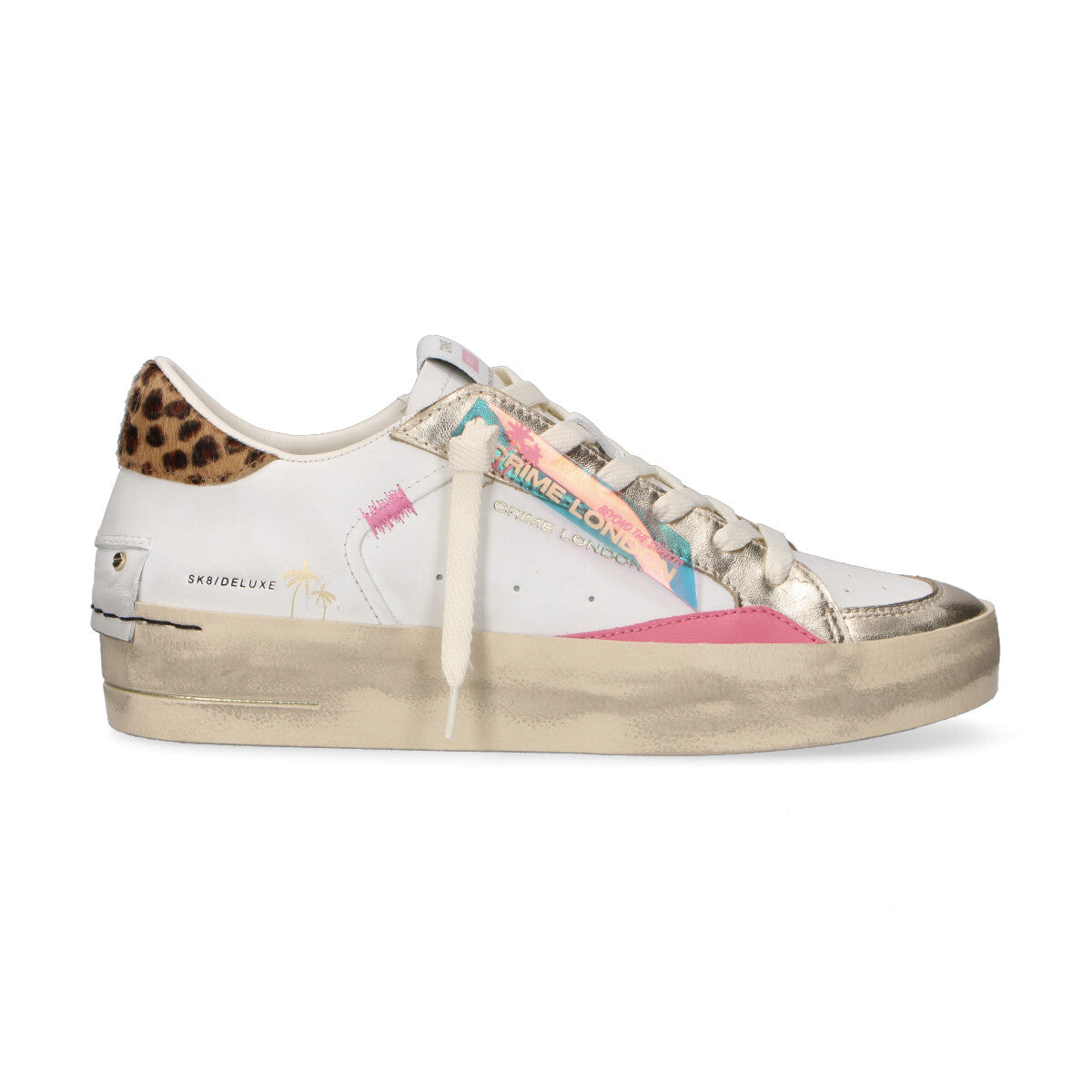 Crime London sneaker Sk8 Deluxe gold animalier