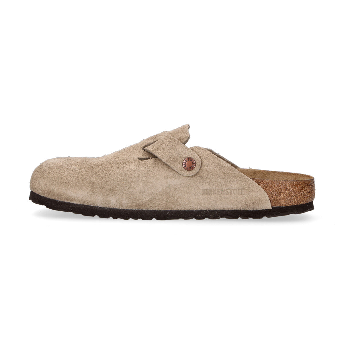 Birkenstock ciabatta Boston pelle scamosciata beige sabbia