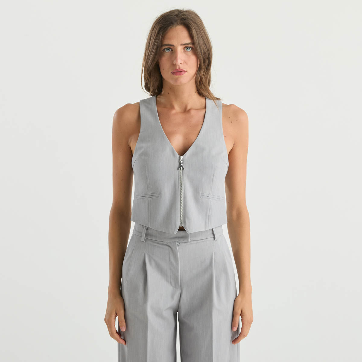 Patrizia Pepe gilet in tessuto grigio