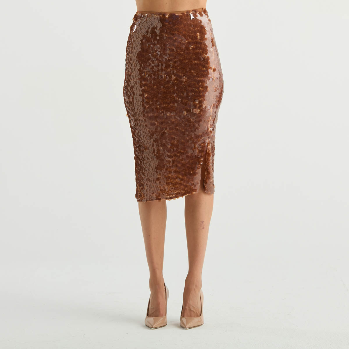 Patrizia Pepe gonna con paillettes bronzo