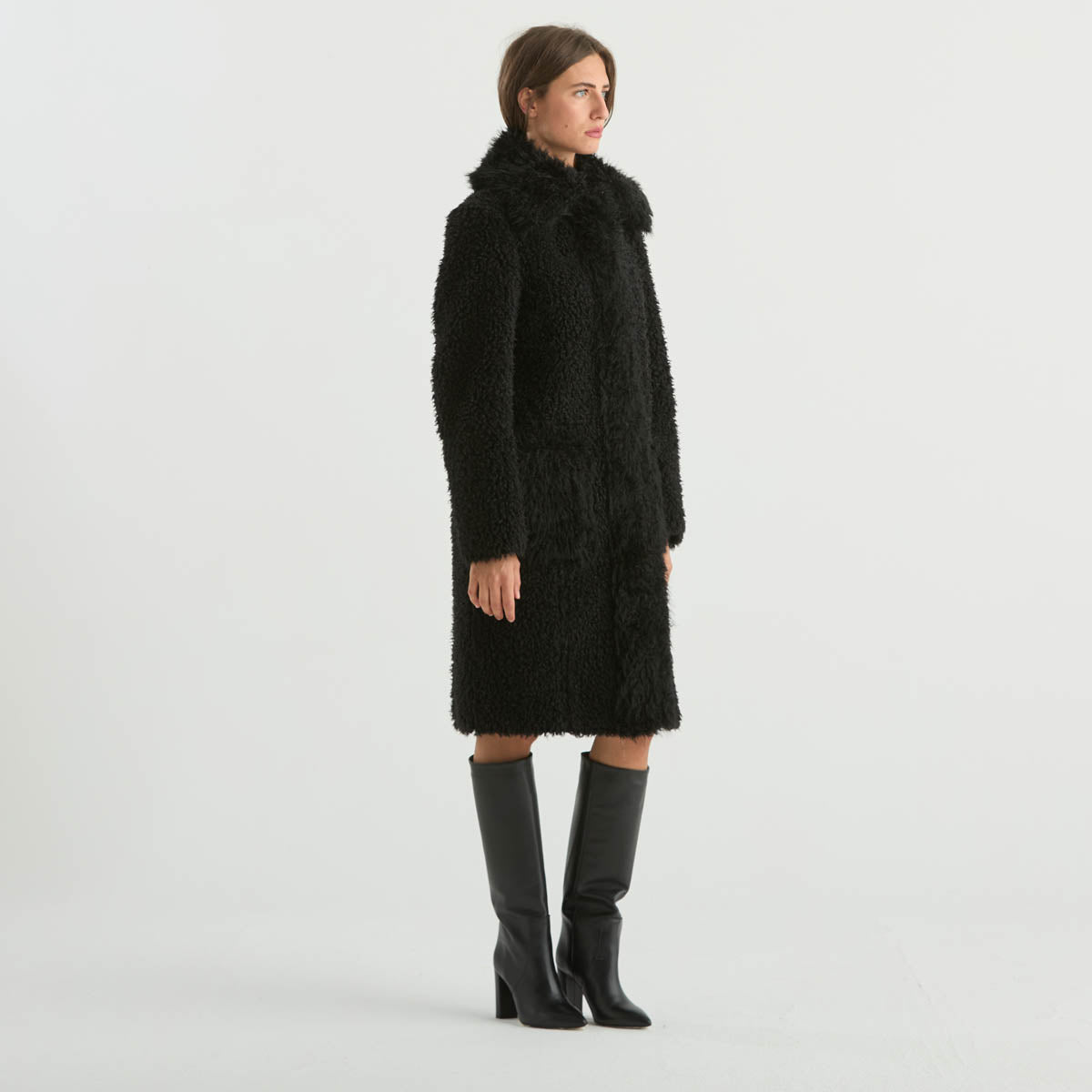 Patrizia Pepe eco montone lungo reversibile nero