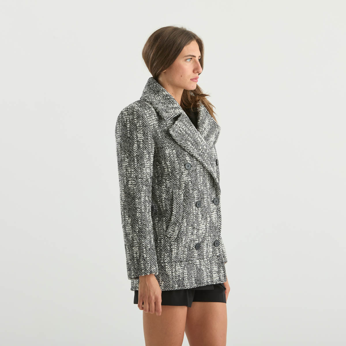 Patrizia Pepe cappotto doppiopetto pepe e sale