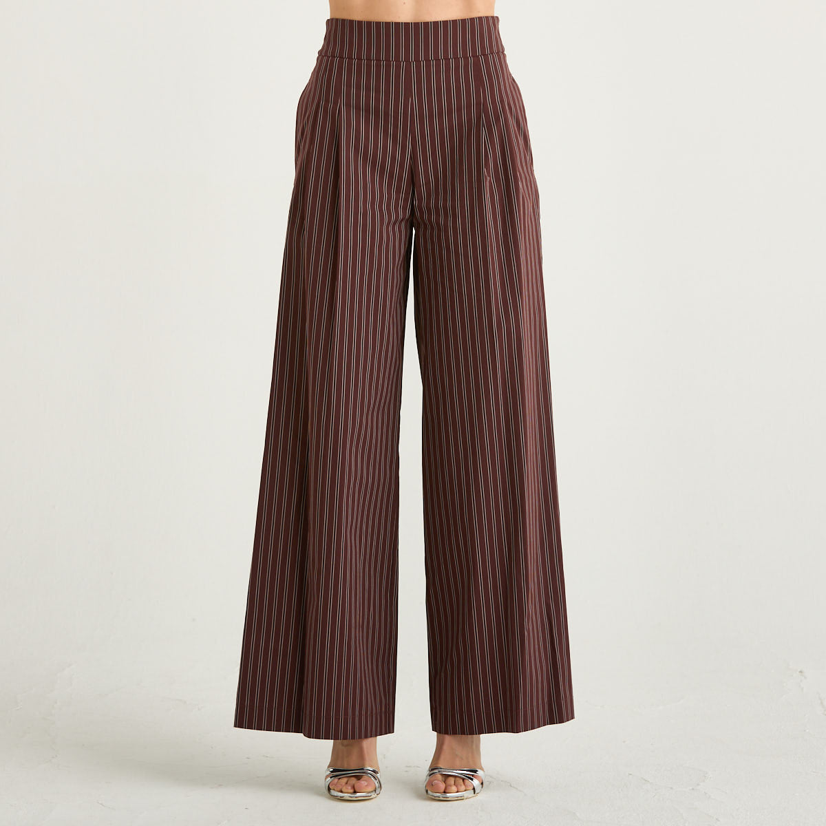 Patrizia Pepe pantalone popeline gessato marrone