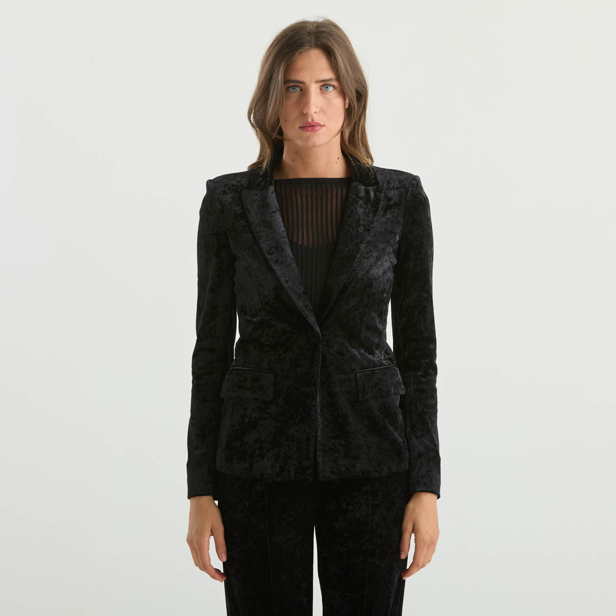 Patrizia Pepe giacca monopetto in velluto nera