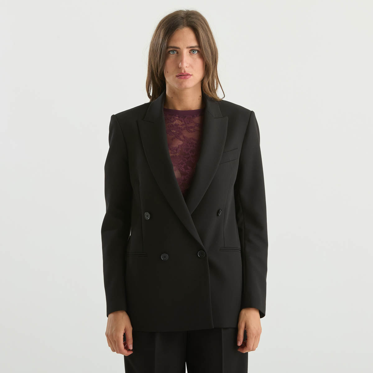 Patrizia Pepe giacca doppiopetto in tessuto nero
