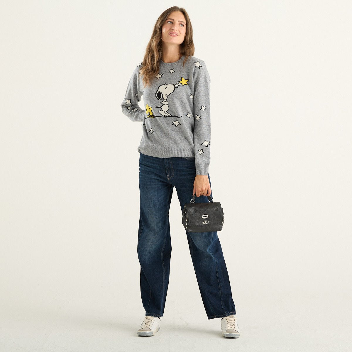 MC2 Saint Barth maglia donna Tessa grigia con Snoopy e stelle