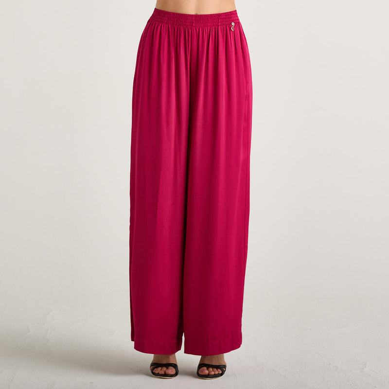 Relish pantalone a palazzo fluido in tessuto fuxia