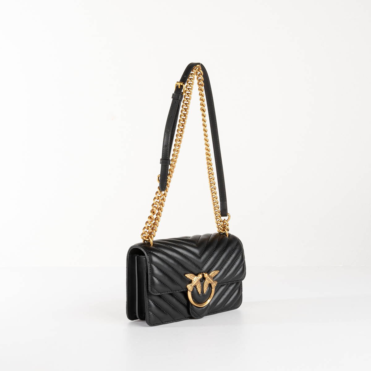Pinko mini love bag one simply chevron nero