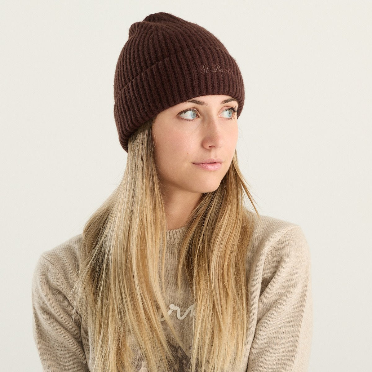 MC2 Saint Barth Cappello Moss Wool Donna Marrone in 100% Lana a Coste