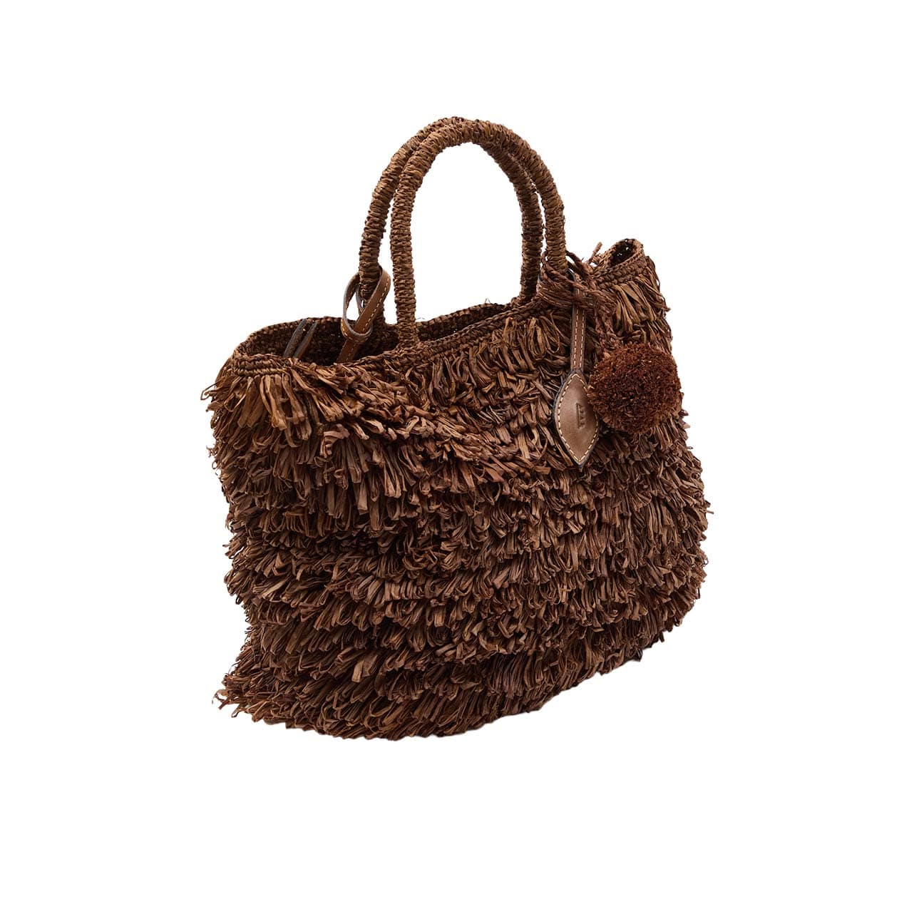 Afar borsa Keisha Rhum in raffia marrone
