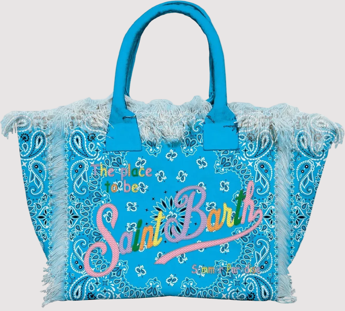 Mc2 Saint Barth borsa Vanity Bandana Round Mcol azzurra
