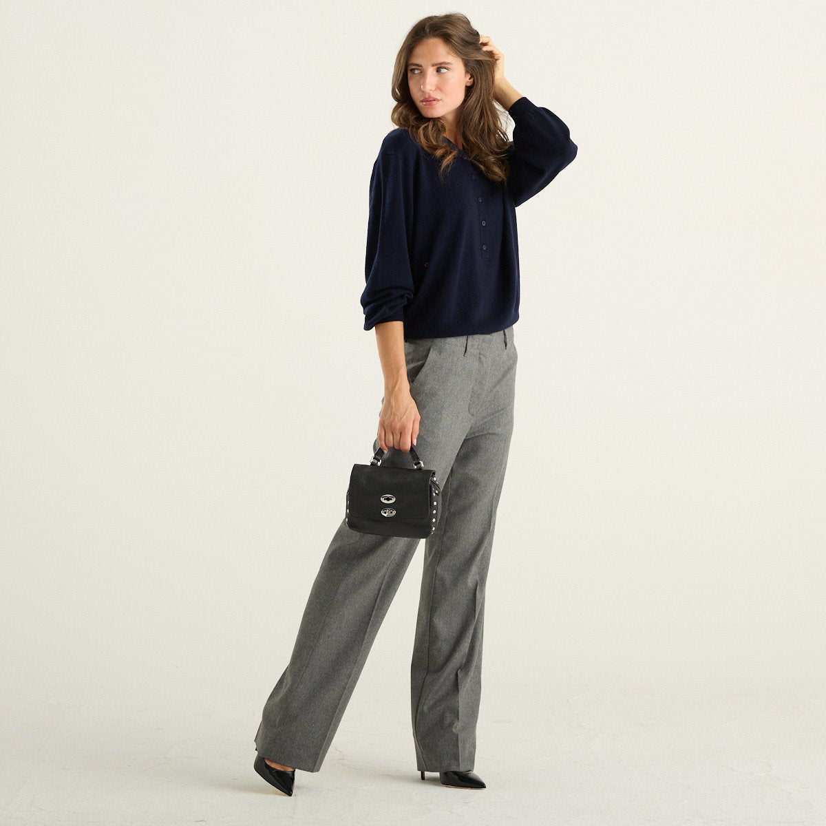 Souvenir Clubbing maglia polo donna blu navy in lana