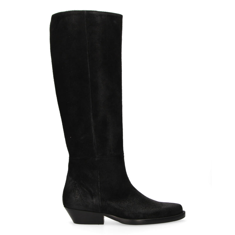 Anna F stivale texano in camoscio nero