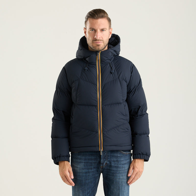 K-Way giubbino quill con cappuccio in tessuto blu