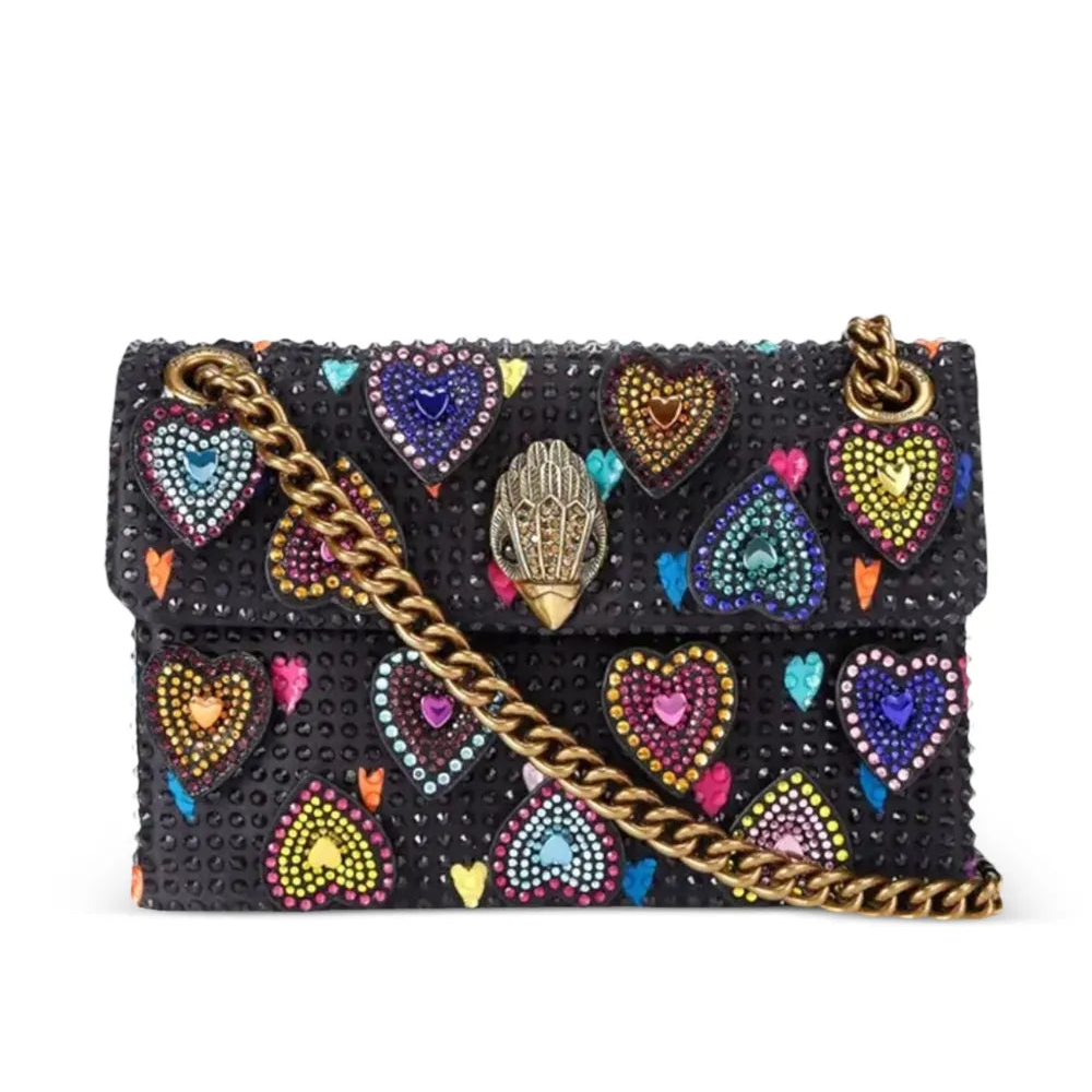 Kurt Geiger borsa nera a cuori con strass