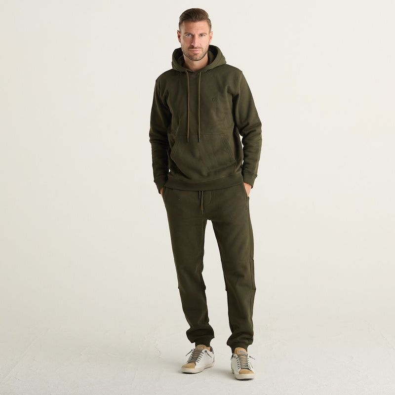 Dondup Pantaloni Jogger Uomo Verde Militare in Cotone con Coulisse