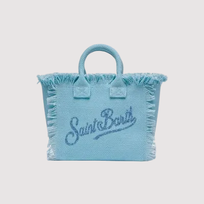 Mc2 Saint Barth borsa vanity mini strass canvas azzurra