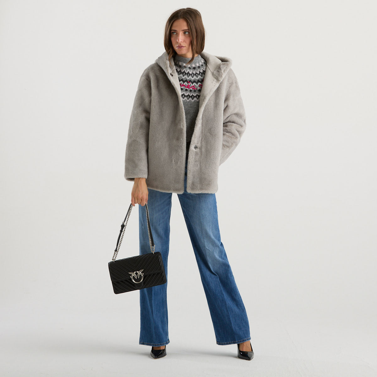 Blanche eco pellliccia reversibile grigia