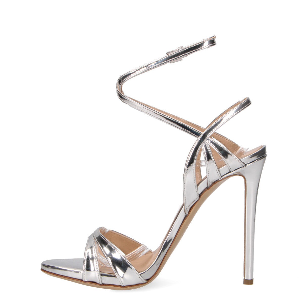 Ninalilou sandalo Micol pelle verniciata argento