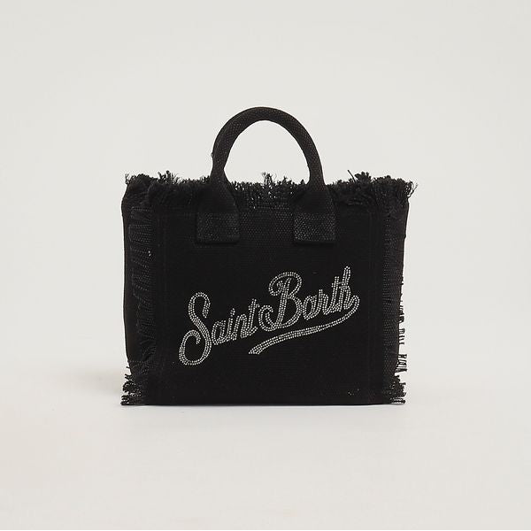 Mc2 Saint Barth borsa Vanity Mini in canvas nera con strass